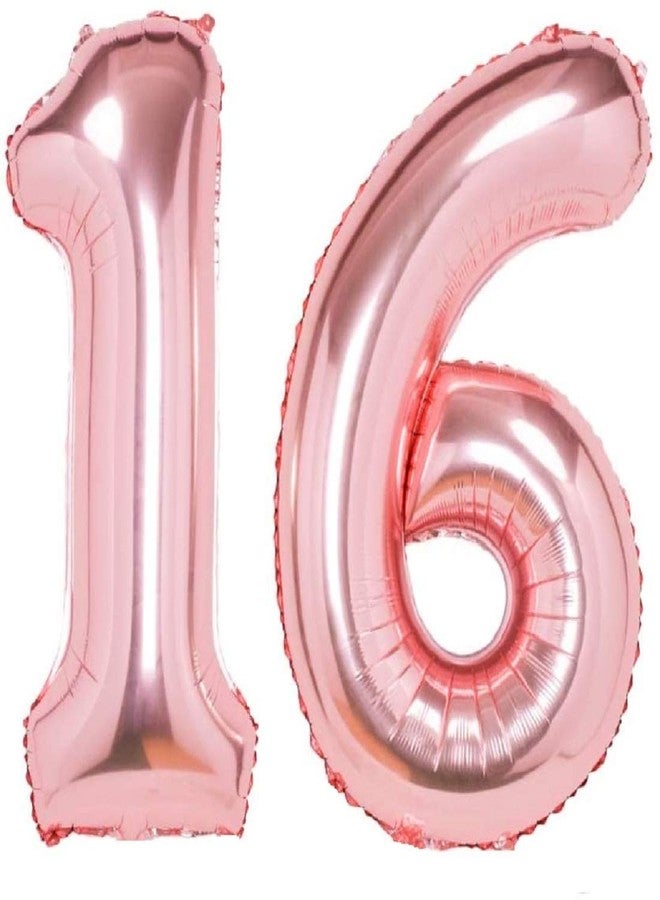 Propsicle 16 inch Birthday Foil 16 Number Helium Balloon Party Decoration Rose Gold Pack of 2 | 16 Year No. Balloons Birthday/Anniversary | Sixteen Number - Image 1